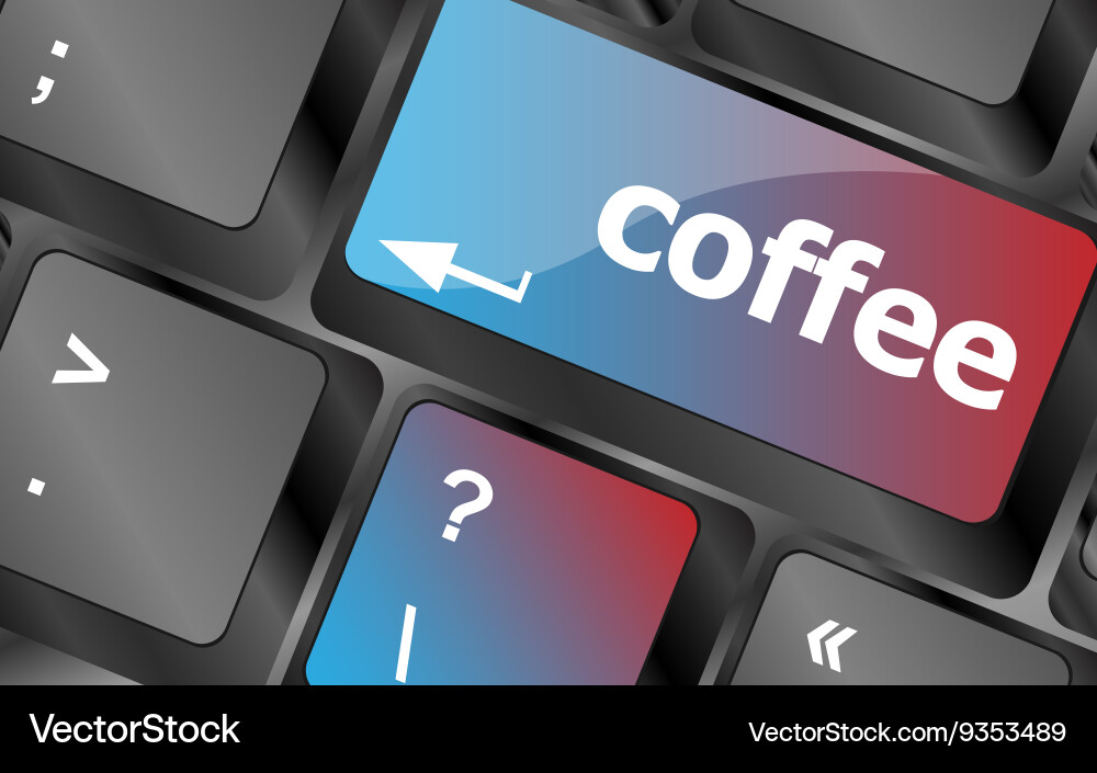 Computer keyboard keys with coffee break button vector image