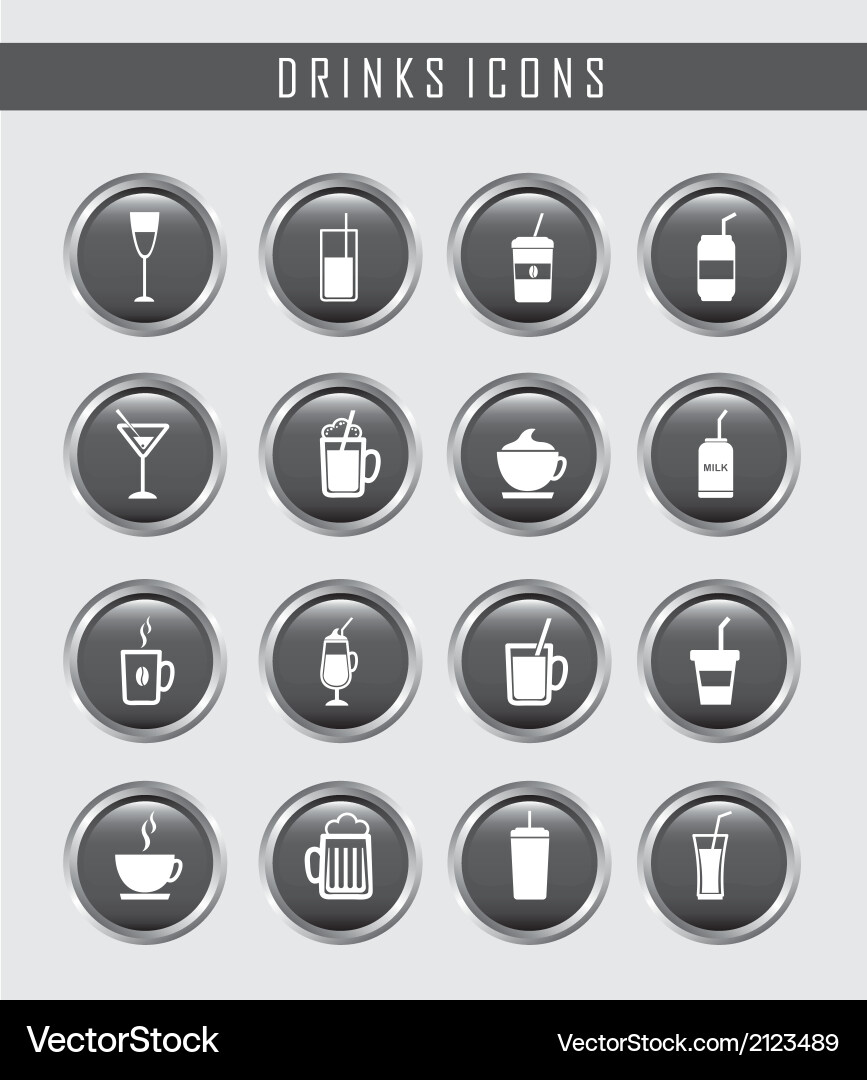 Drinks buttons over gray background vector image