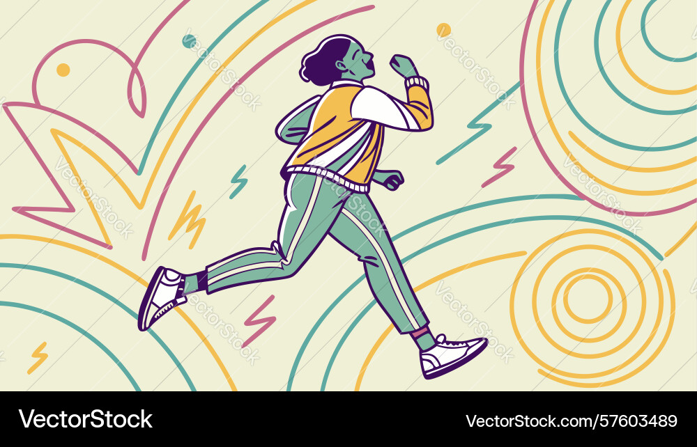Dynamic runner with abstract speed lines fast vector image