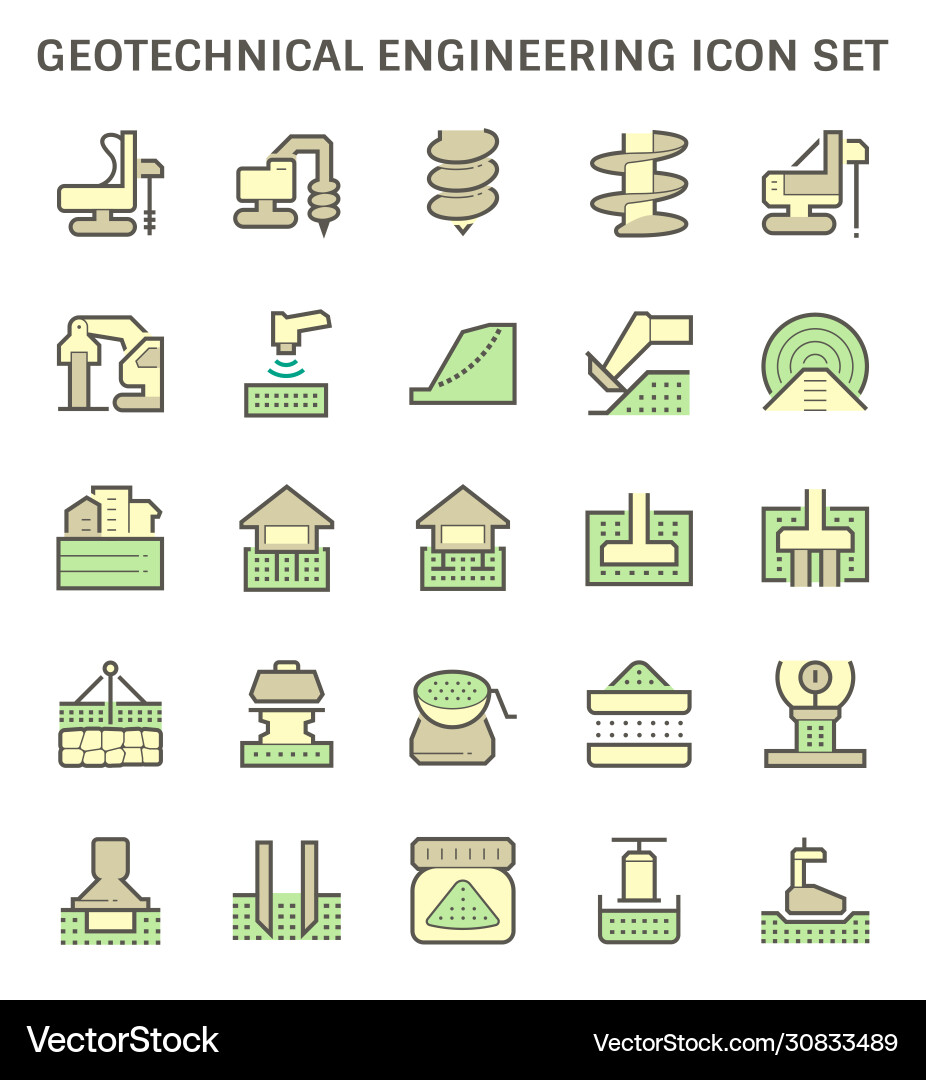 Geotechnical engineering and soil testing icon Geotechnical engineering and soil testing icon vector image