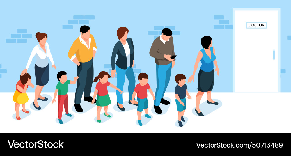 Isometric queue Vector Image
