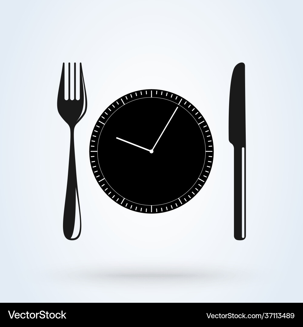 Lunch time linear icon dinner break afternoon Lunch time linear icon dinner break afternoon vector image