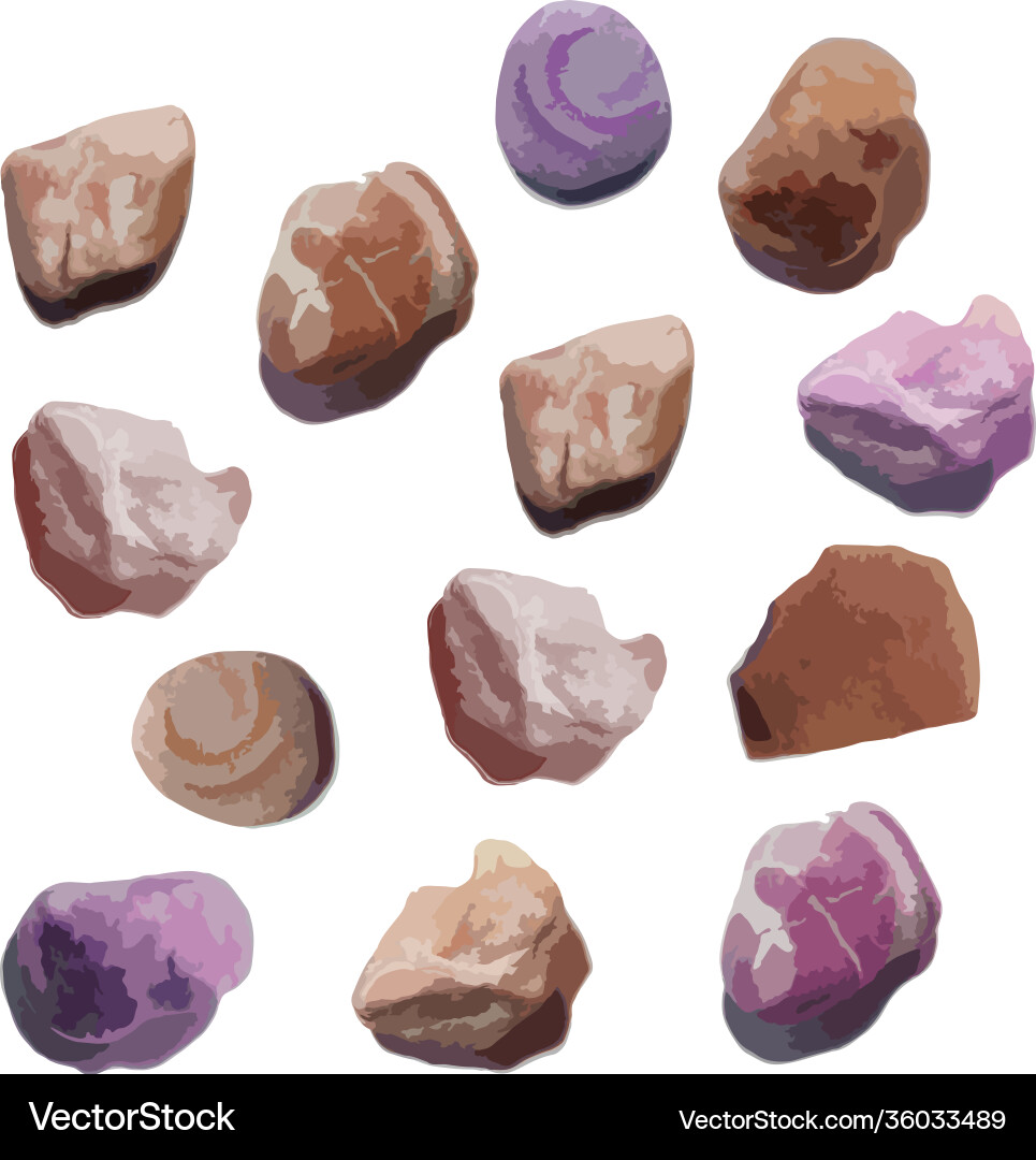 Multicolored stones-isolated objects Vector Image