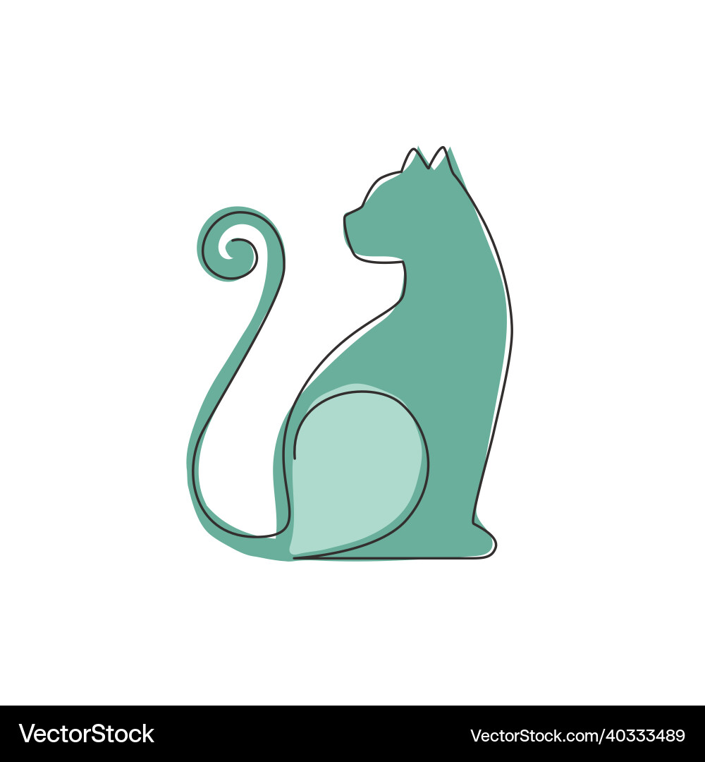 One continuous line drawing of simple cute cat One continuous line drawing of simple cute cat vector image