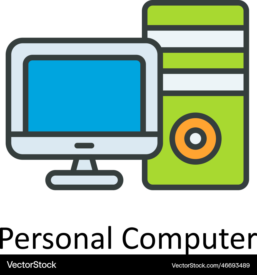 Personal computer fill outline icons sim Vector Image