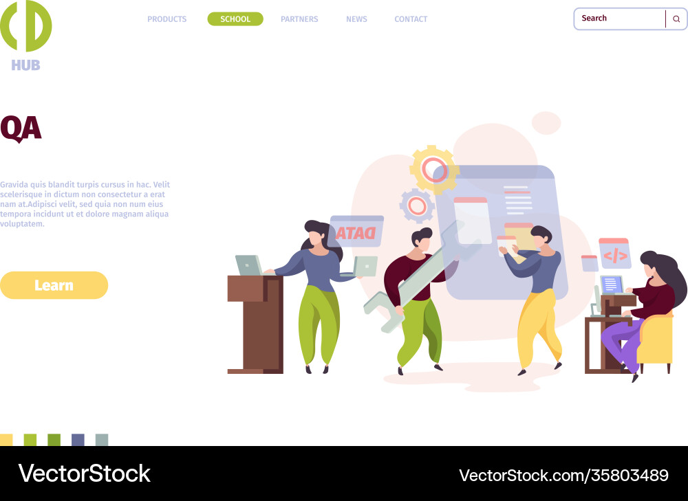 QA Testing Software Landing Page Vektorbild