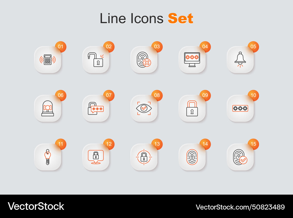 Set line fingerprint lock key password protection Set line fingerprint lock key password protection Vector Image