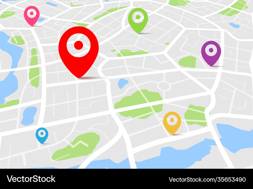 3d top view a map with destination location 3d top view a map with destination location vector image