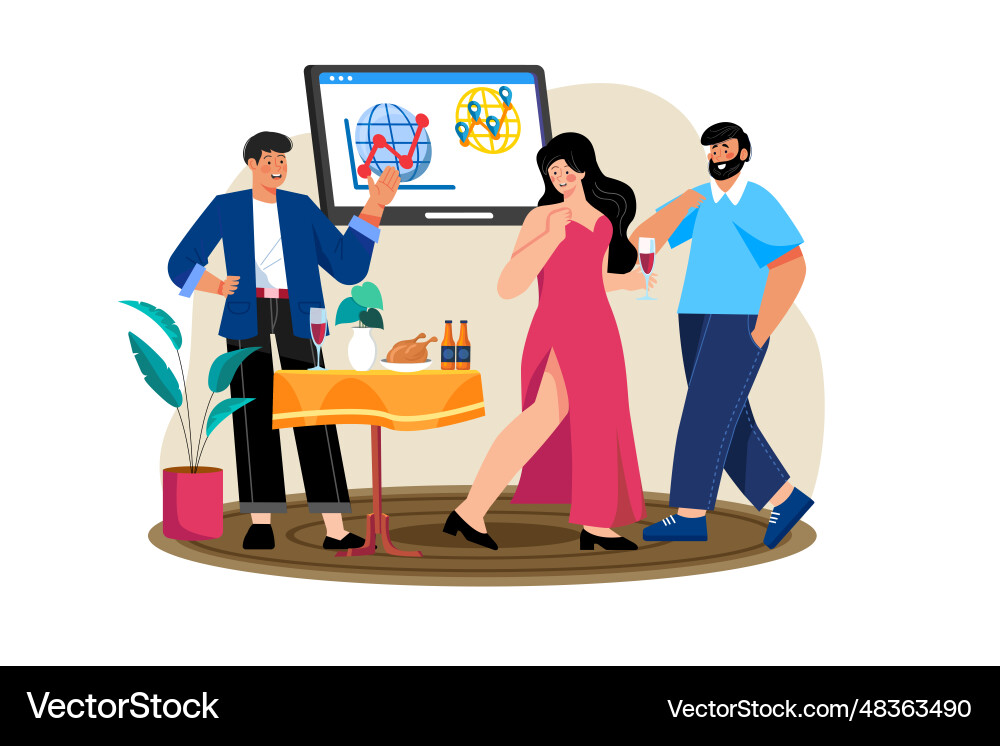 A company hosts networking event to meet A company hosts networking event to meet Vector Image
