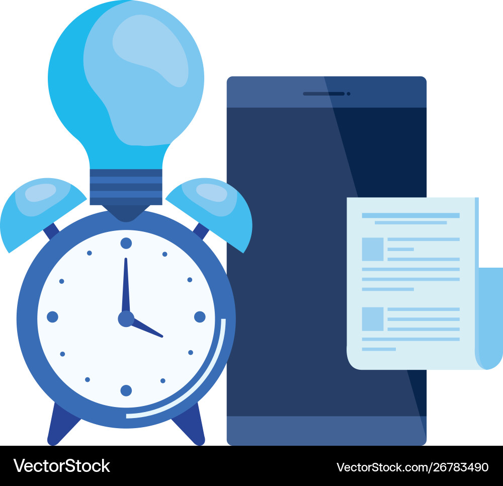 Alarm clock with smartphone device Vector Image