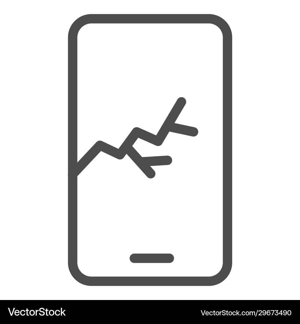 Broken smartphone line icon phone display device Broken smartphone line icon phone display device vector image