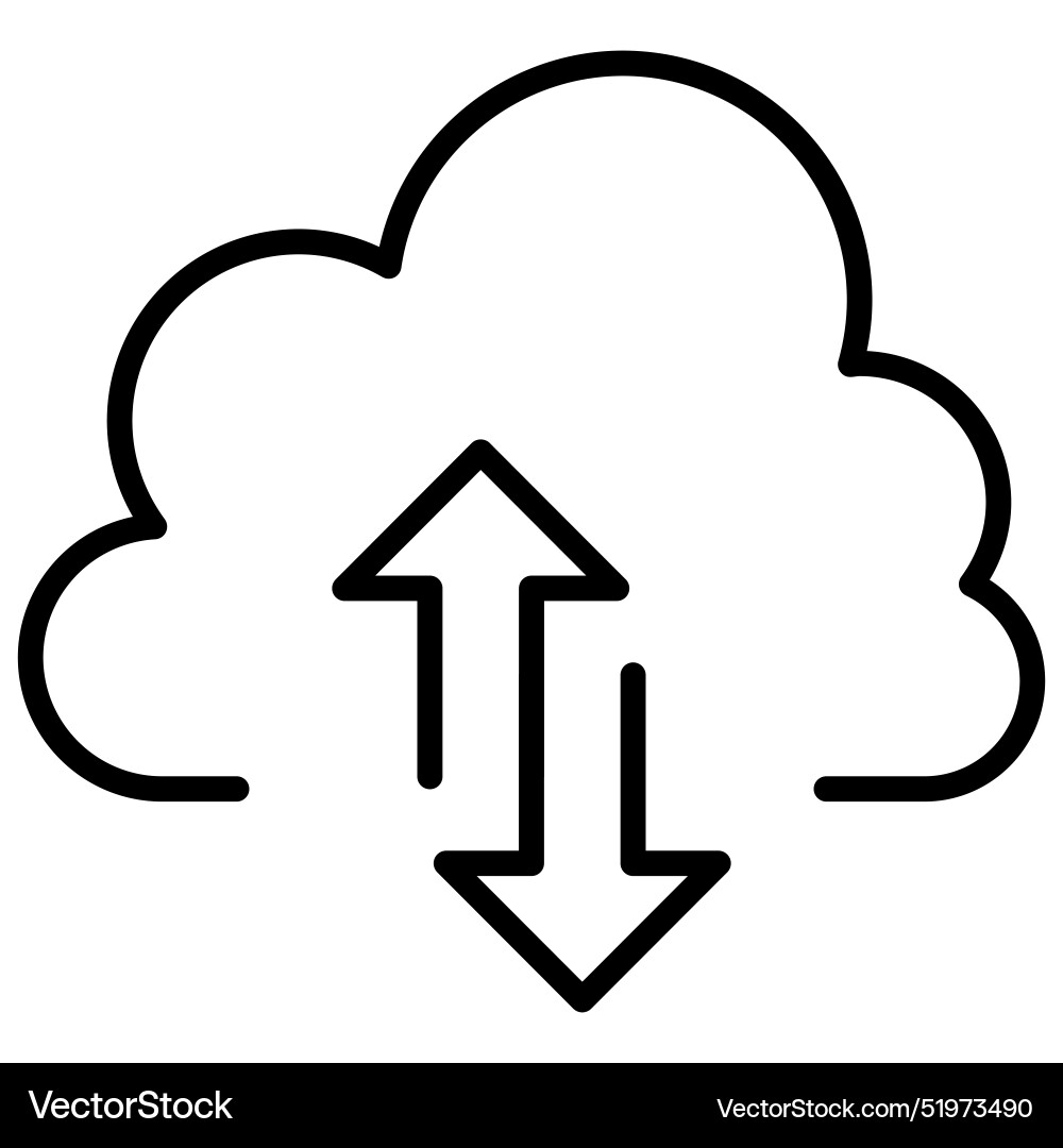 Cloud computing icon in thin line style graphic vector image