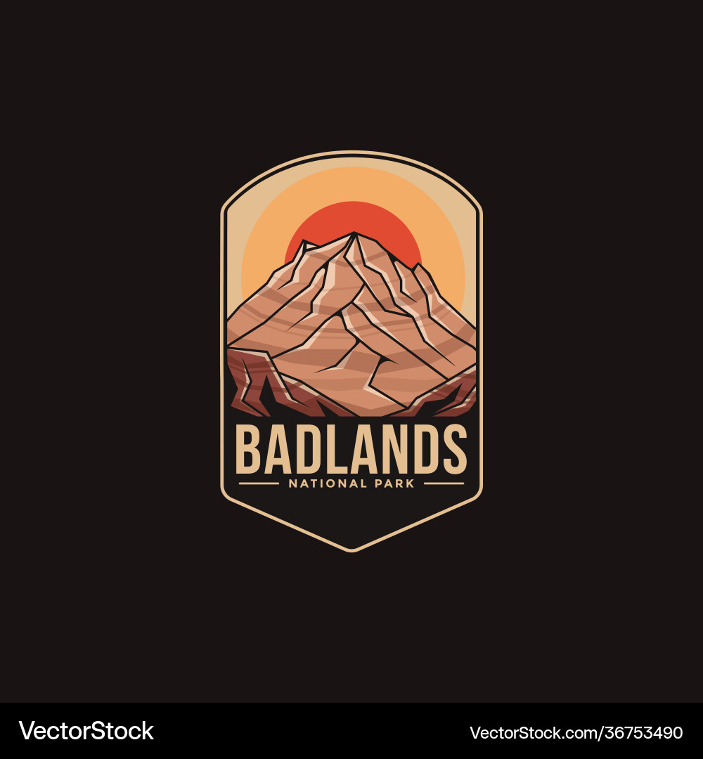 Emblem patch logo badlands national park Emblem patch logo badlands national park vector image