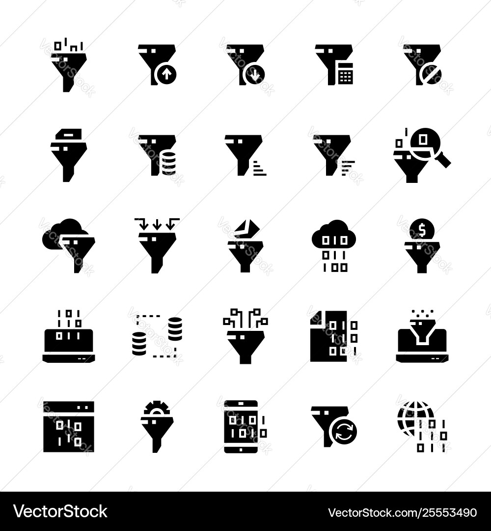 Filter data icon set in flat style Filter data icon set in flat style vector image