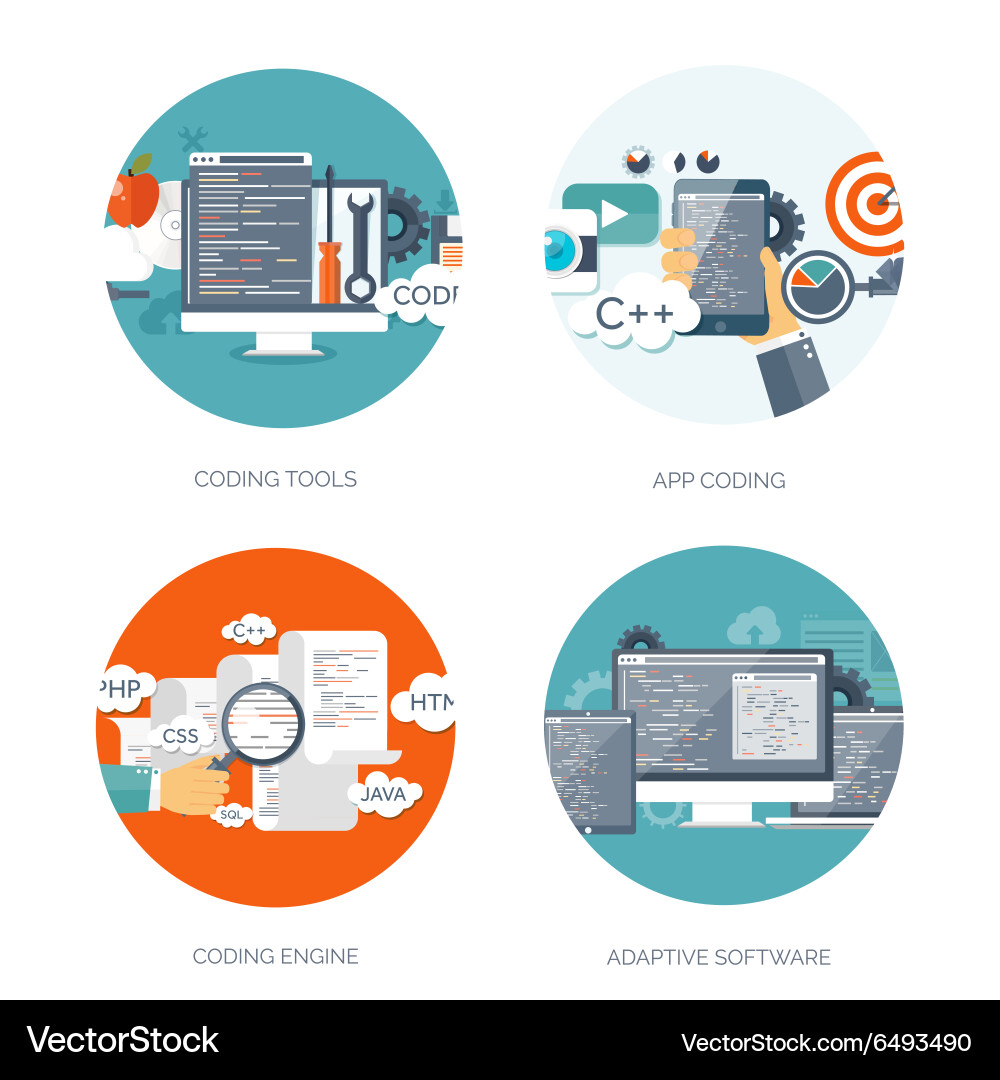 Flat background coding Royalty Free Vector Image