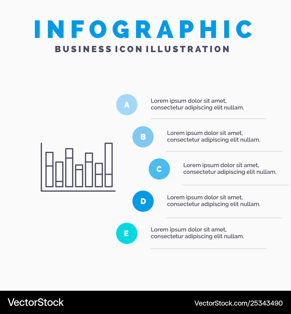 Graph line up down icon with 5 steps Graph line up down icon with 5 steps vector image