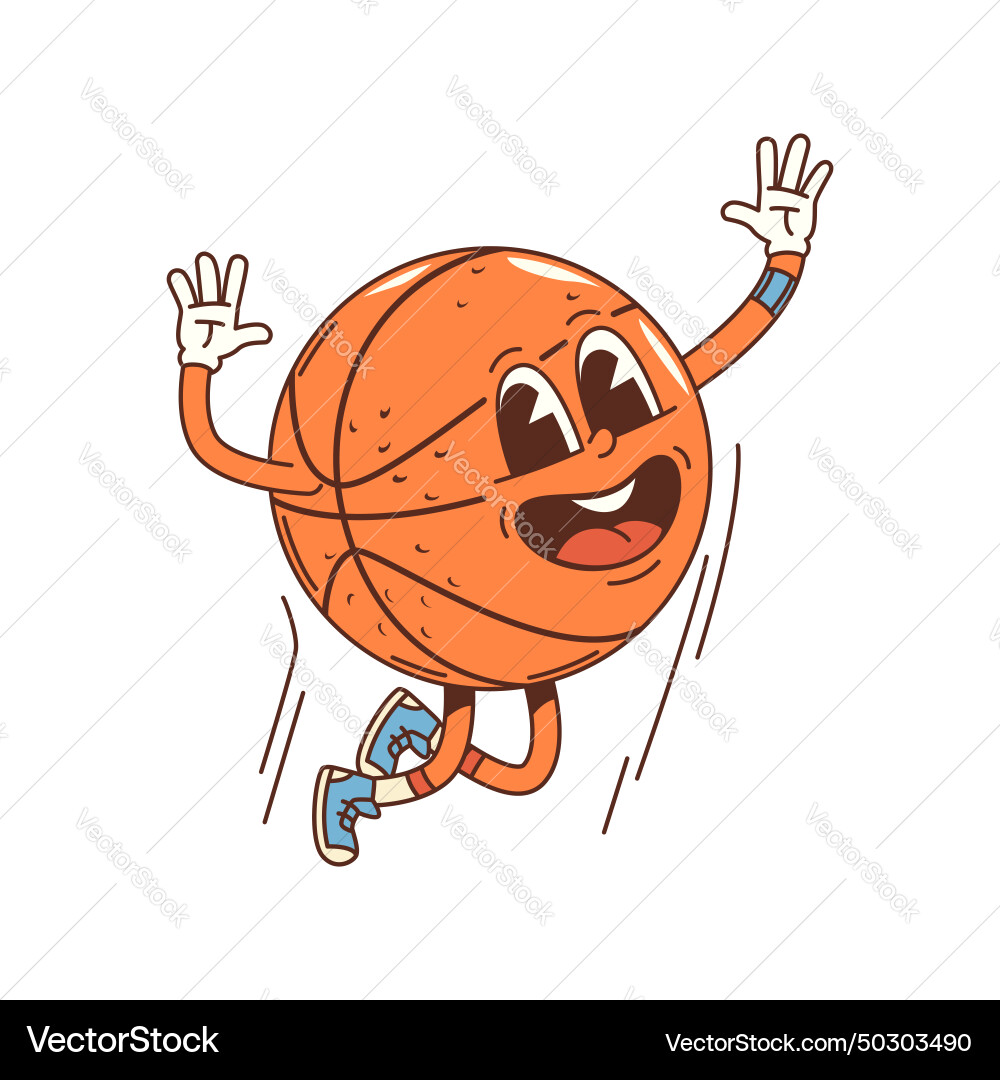 Groovy Basketball Character vector image