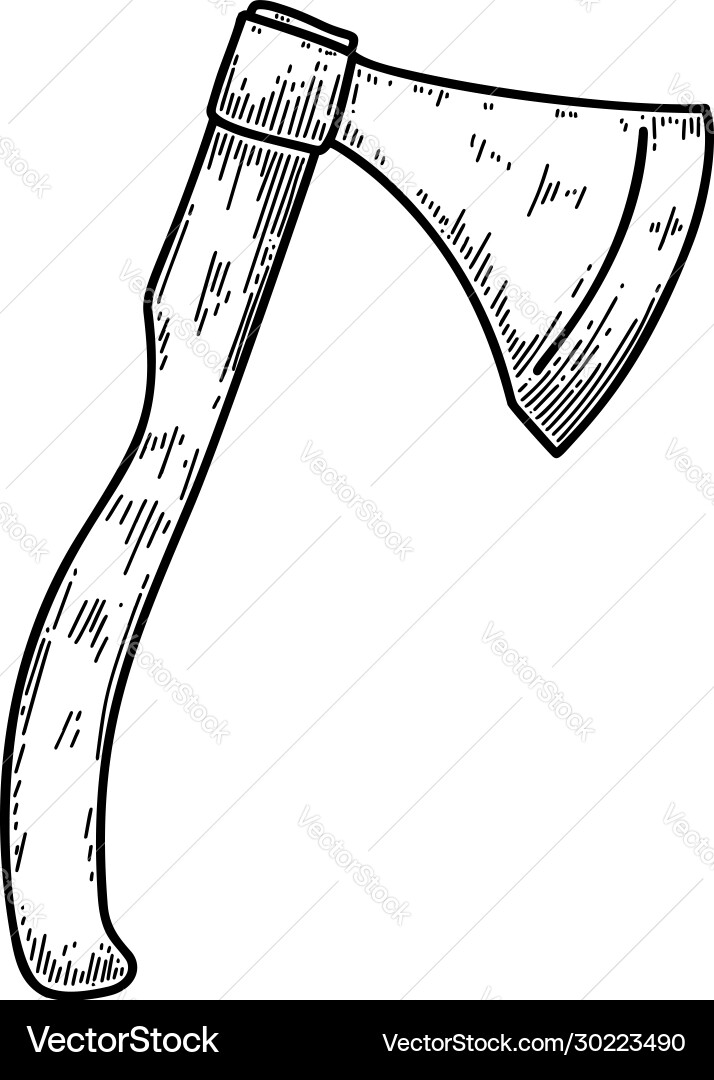 Lumberjack axe in engraving style design element Lumberjack axe in engraving style design element vector image