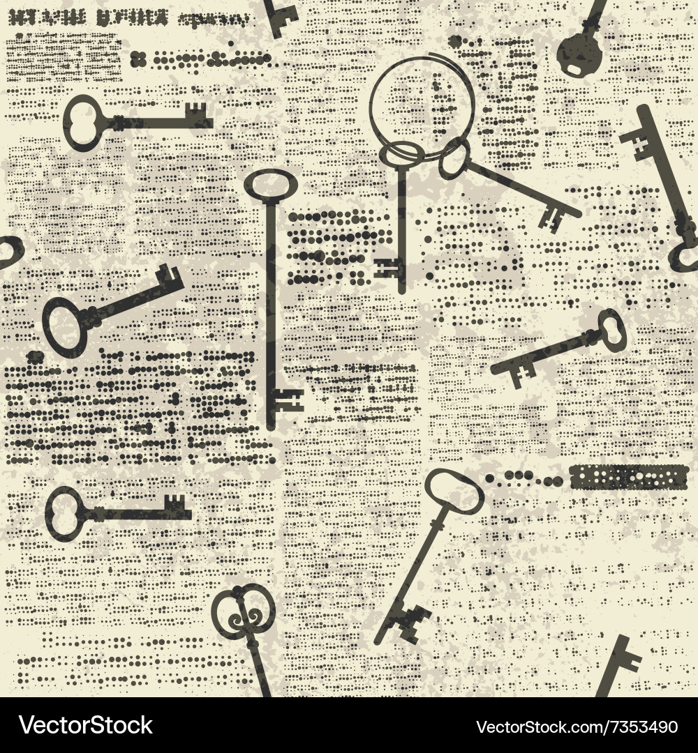Retro Newspaper Keys Pattern vector image