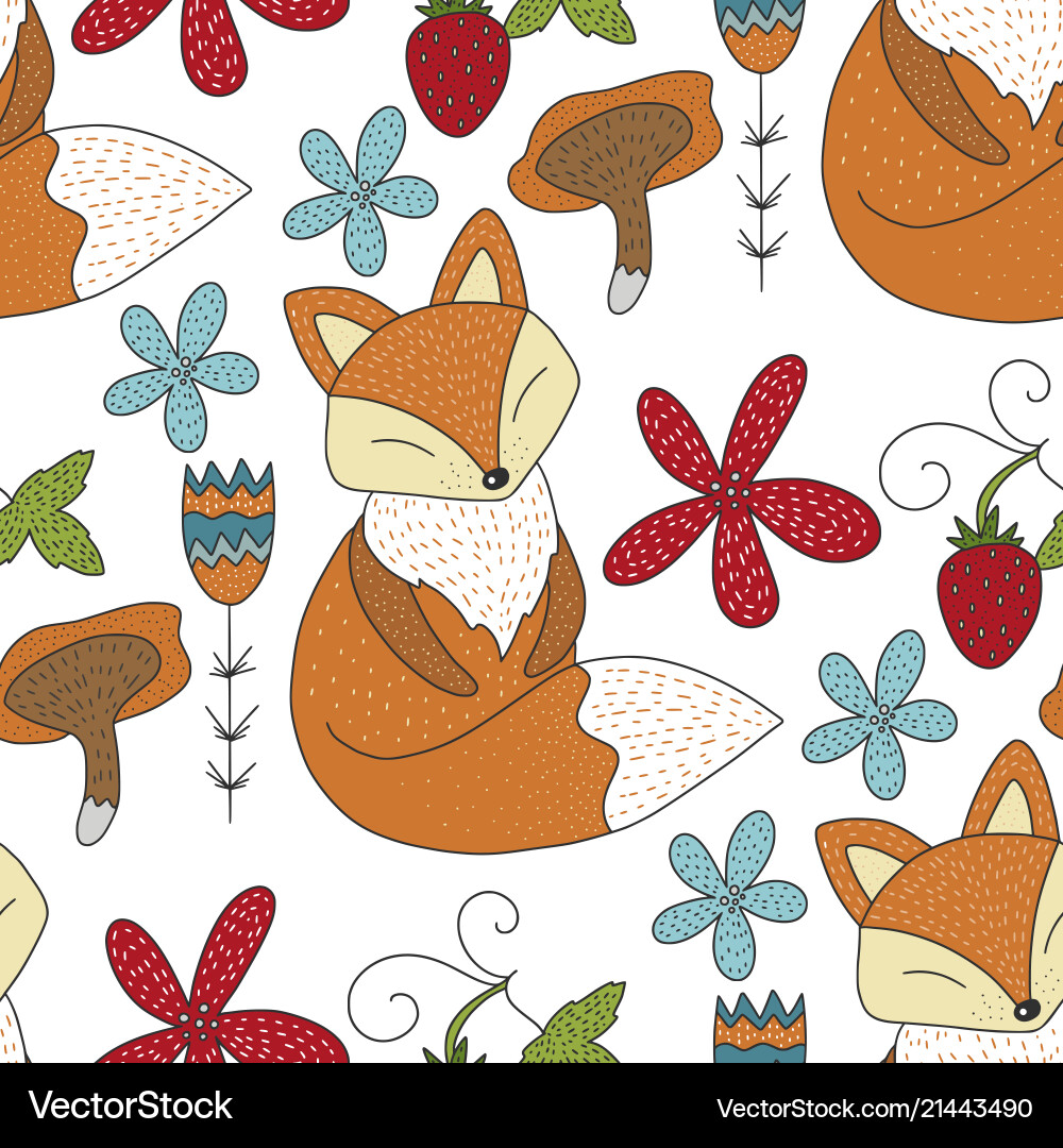 Seamless forest pattern with cute color Seamless forest pattern with cute color vector image