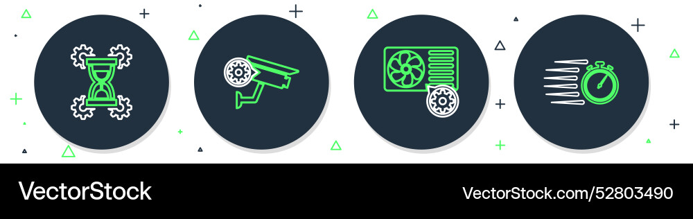 Set line security camera setting air conditioner Vector Image