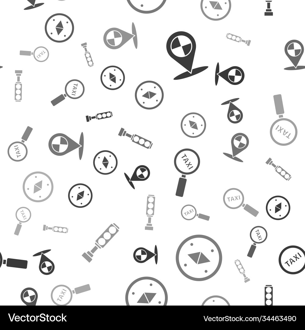 Set map pointer with taxi compass magnifying vector image