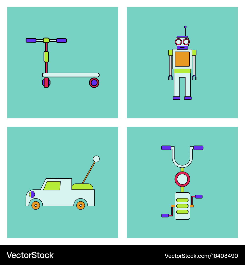 Set of children toys in different sets flet Vector Image