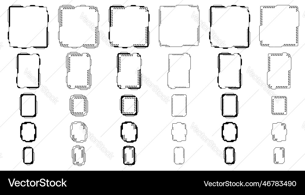 Set of tech frames isolated on white background vector image