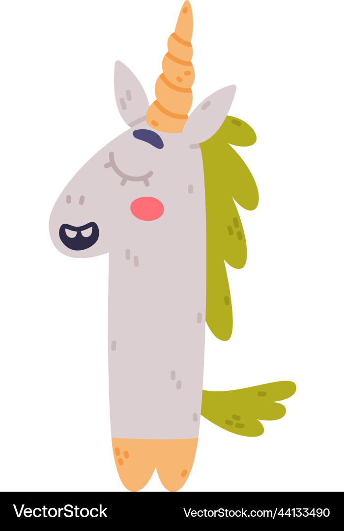 Unicorn cute number one or numeral with smiling Unicorn cute number one or numeral with smiling vector image