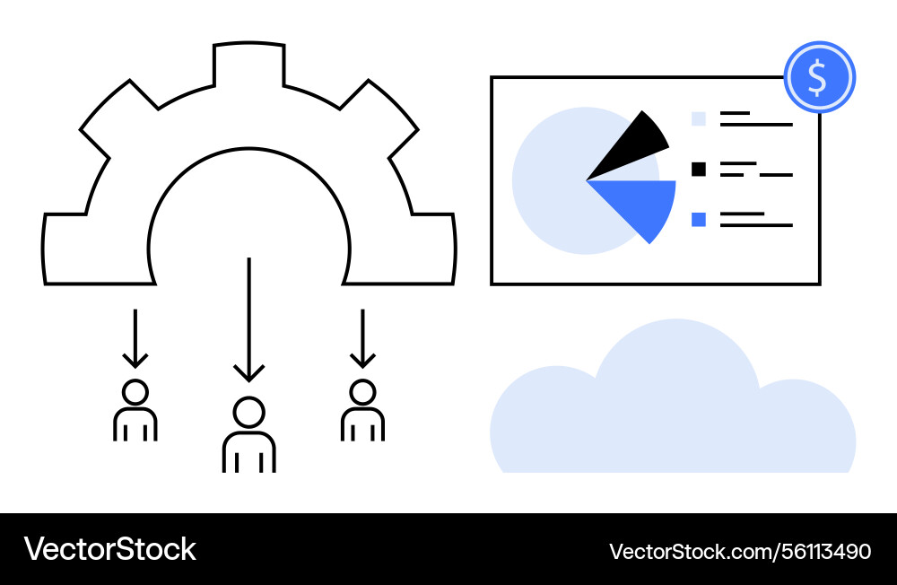 Workflow Automation mit Datenanalyse und Cloud Workflow Automation mit Datenanalyse und Cloud Vektorbild