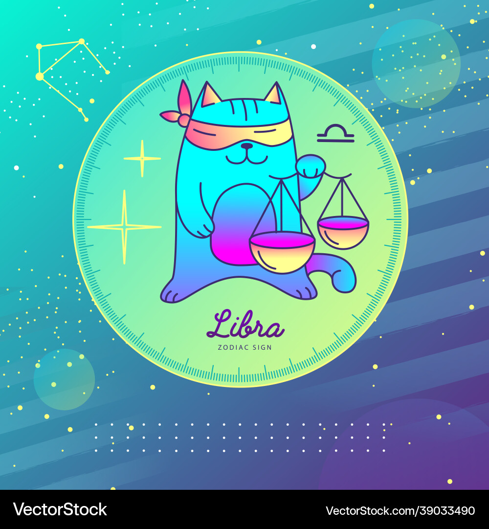 Zodiac Libra Cat - Magic Sign Vector Image