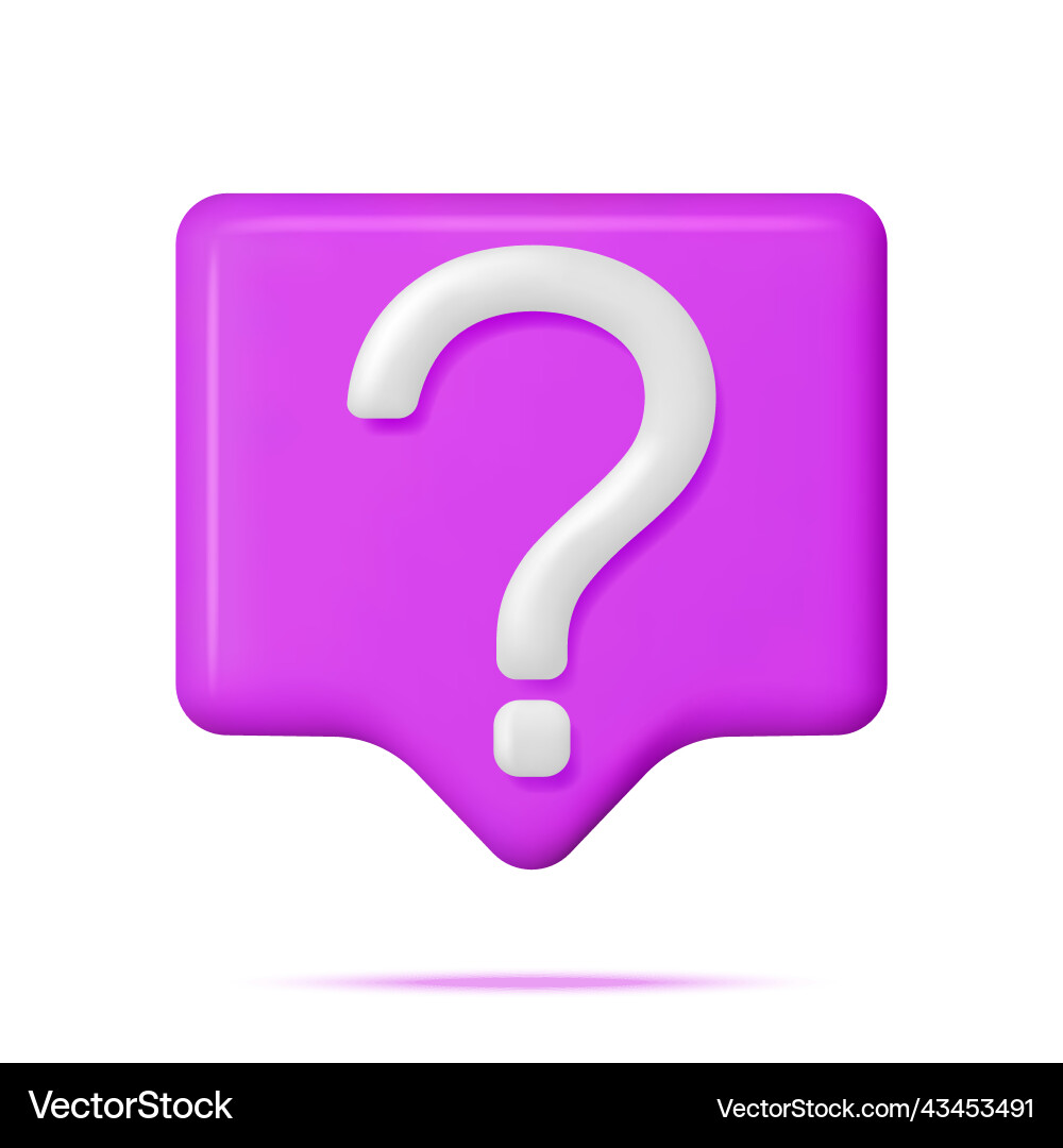 3D Question Mark Speech Bubble Vector Image