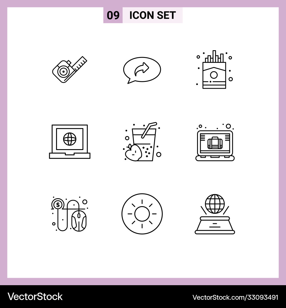 9 universal outlines set for web and mobile vector image