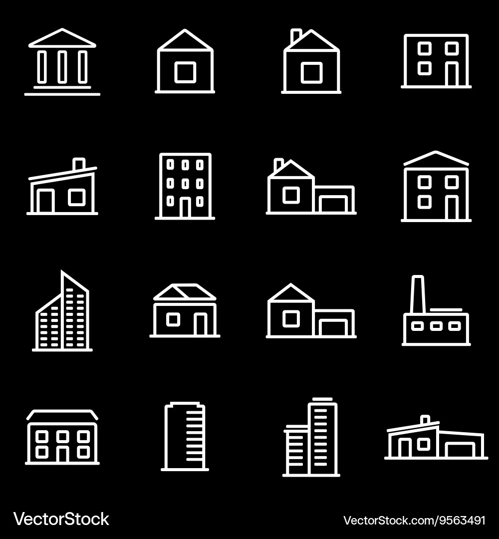 Building Icon Set - Line Style vector image