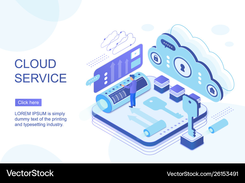 Cloud Computing Landing Page Isometric vector image