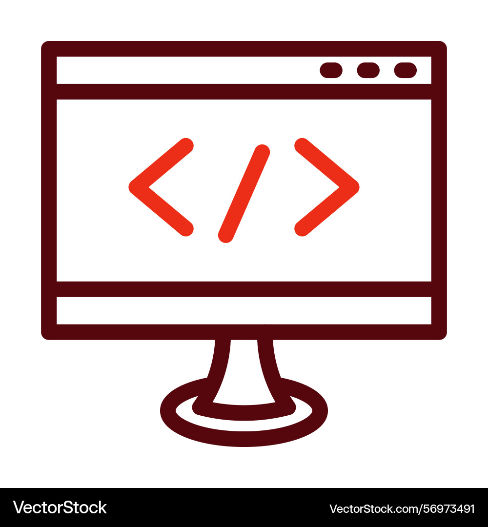 Coding thick line two color icons for personal vector image