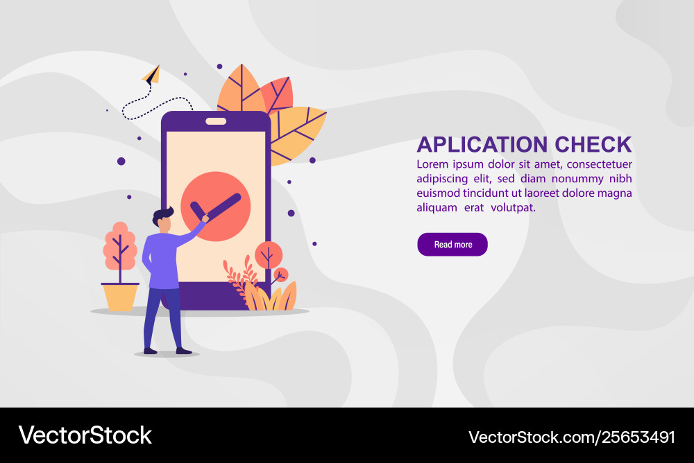 Concept application check modern conceptual Concept application check modern conceptual vector image