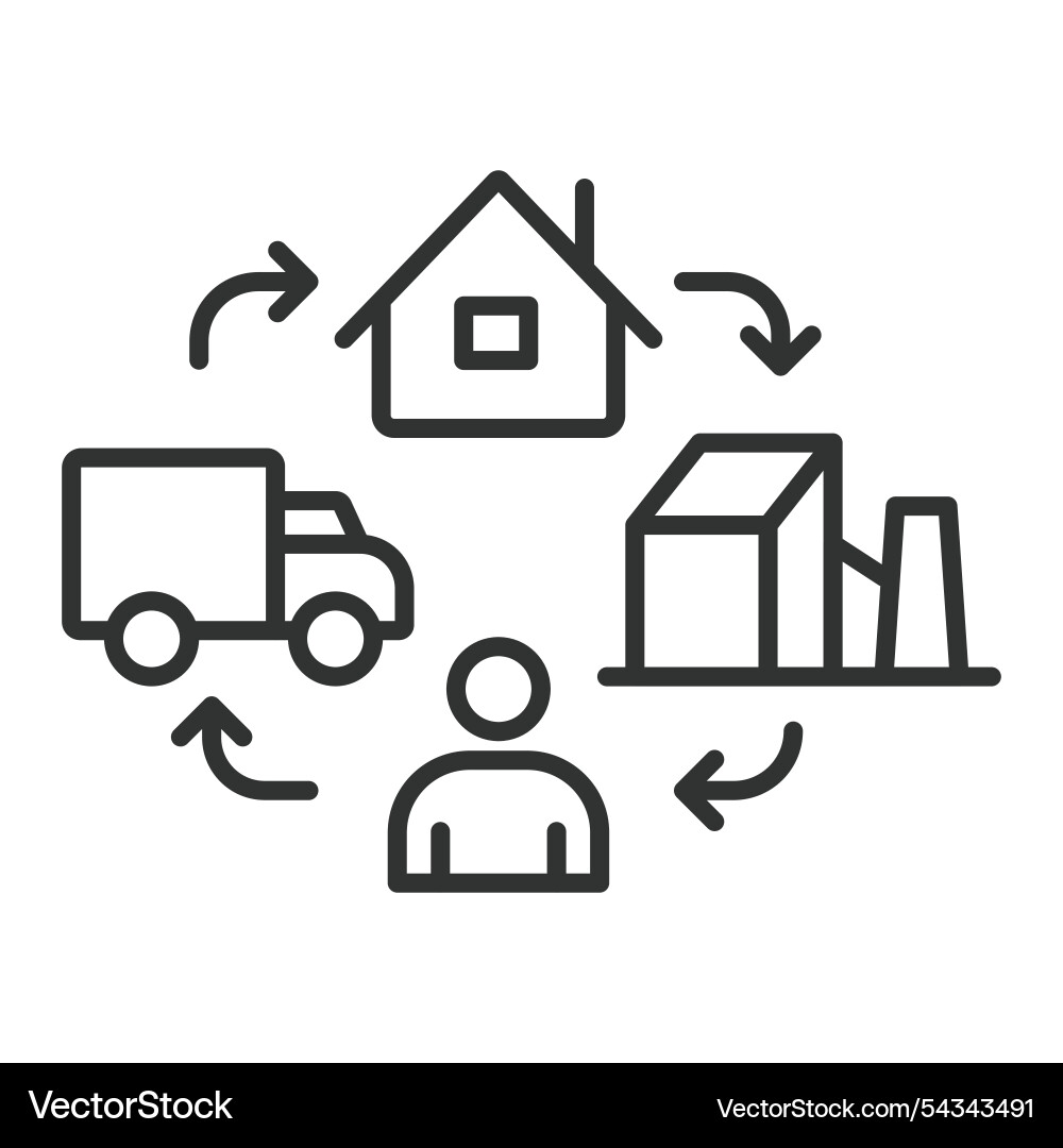 Cycle of consuming icon in line design Cycle of consuming icon in line design vector image