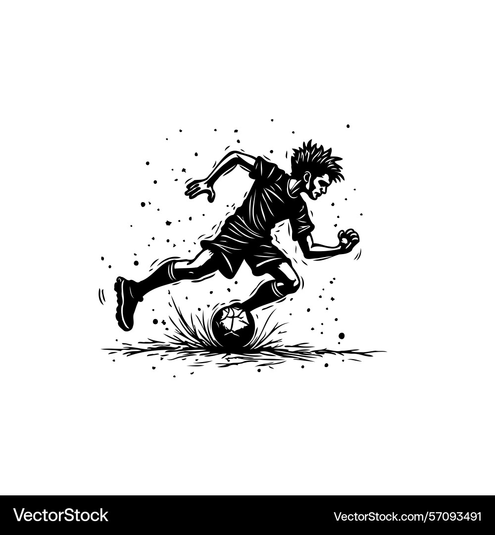 Dynamic soccer player in monochrome conveys Vector Image