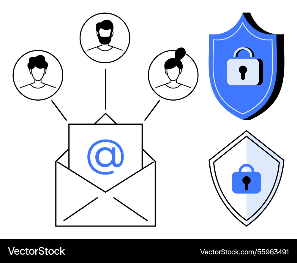 Email communication network security and data Email communication network security and data vector image