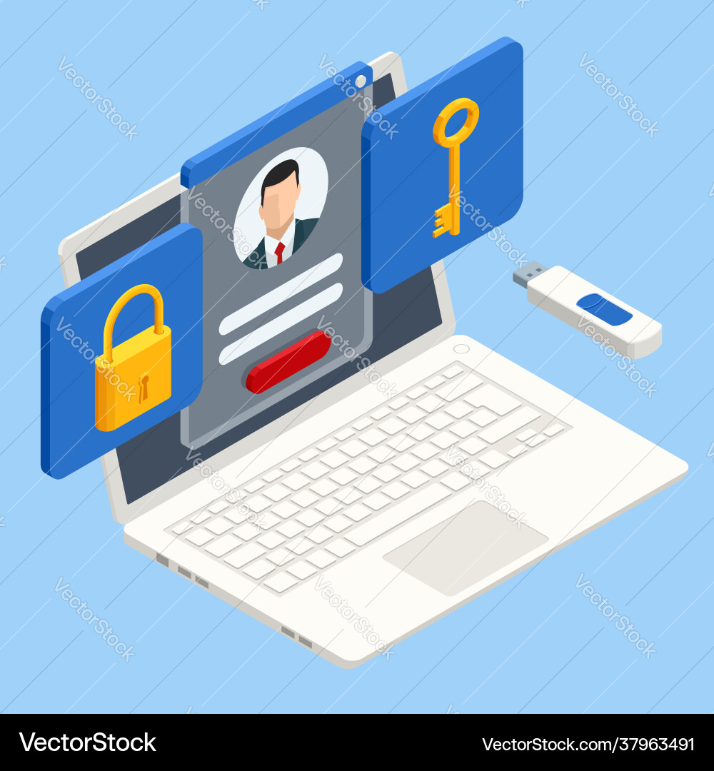 Isometric Data Security System vector image