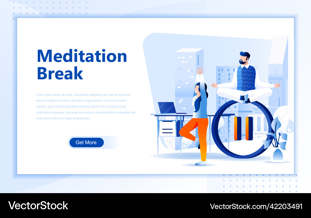 Meditation break flat web page design template Meditation break flat web page design template Vector Image