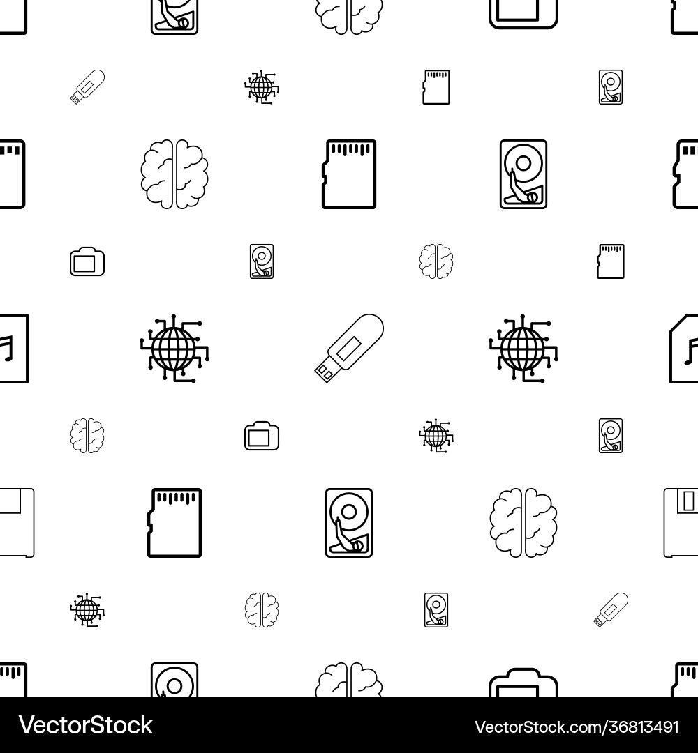 Memory icons pattern seamless white background vector image