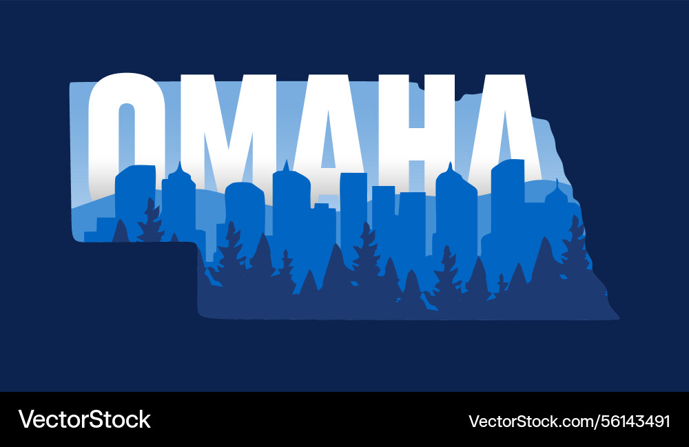 Omaha nebraska with silhouette of buildings Omaha nebraska with silhouette of buildings vector image