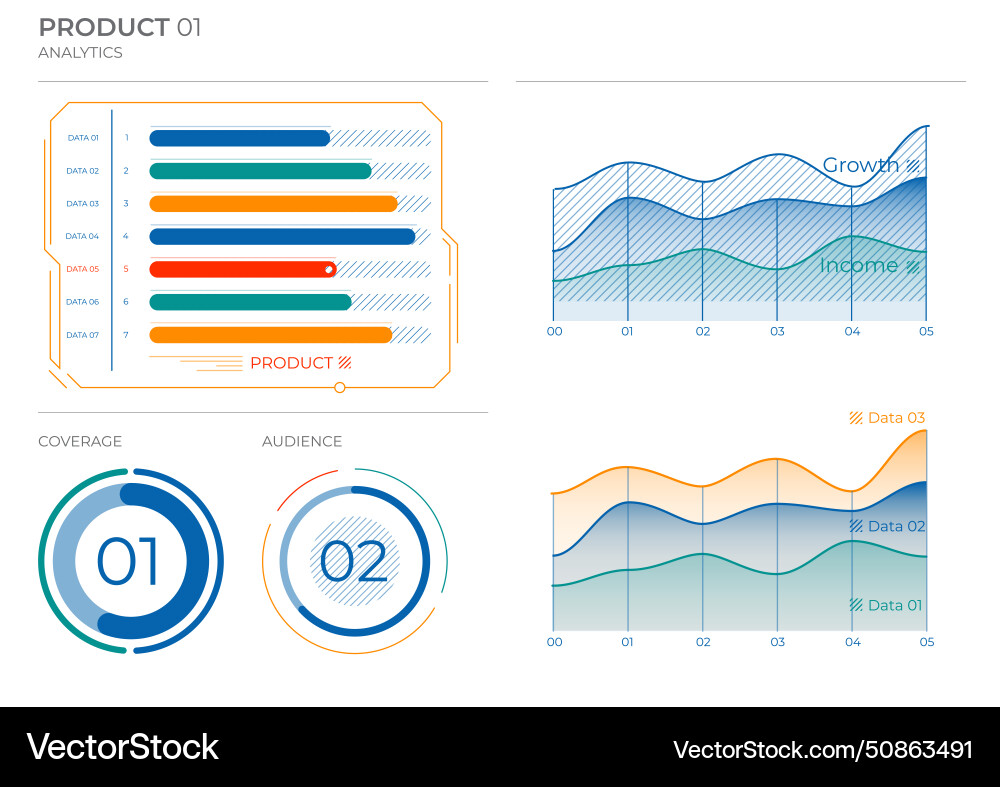 Presentation business analysis charts in color Vector Image