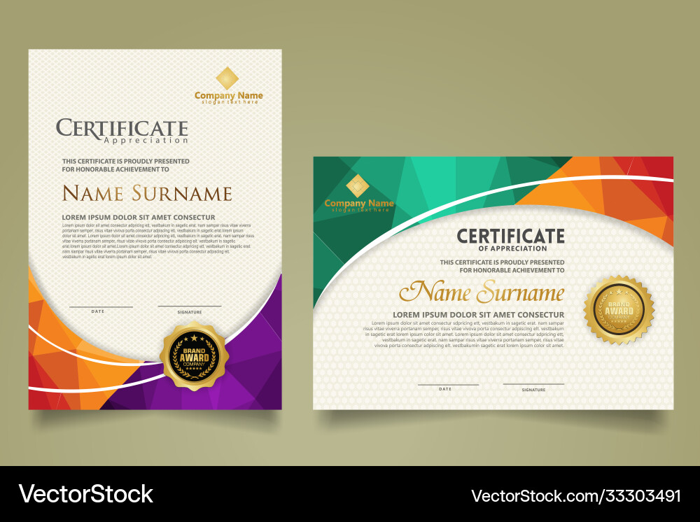 Set modern certificate template with triangle Set modern certificate template with triangle vector image