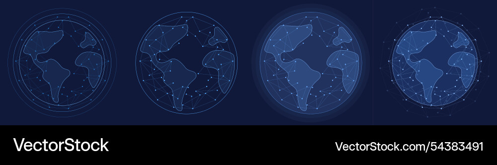 Set of connected web dots global data Set of connected web dots global data vector image
