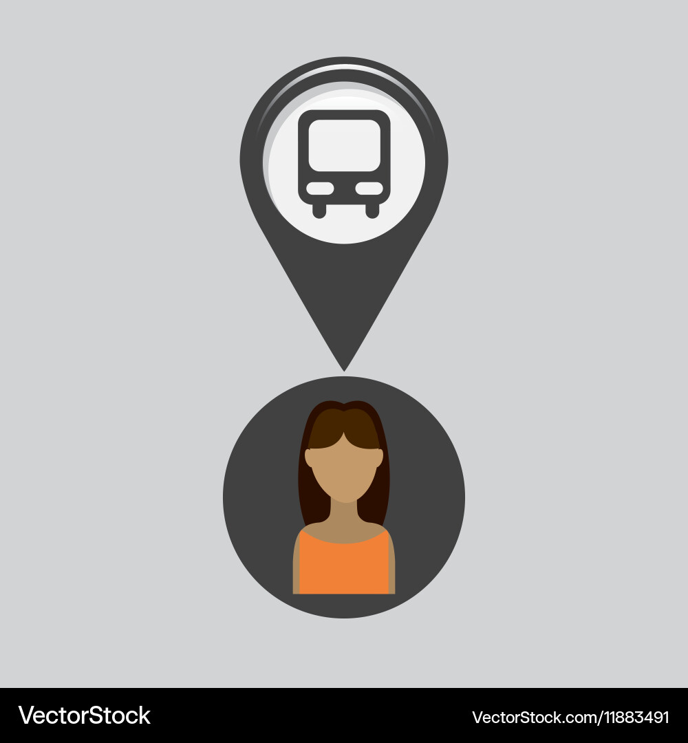 Station bus pointer map girl design icon vector image