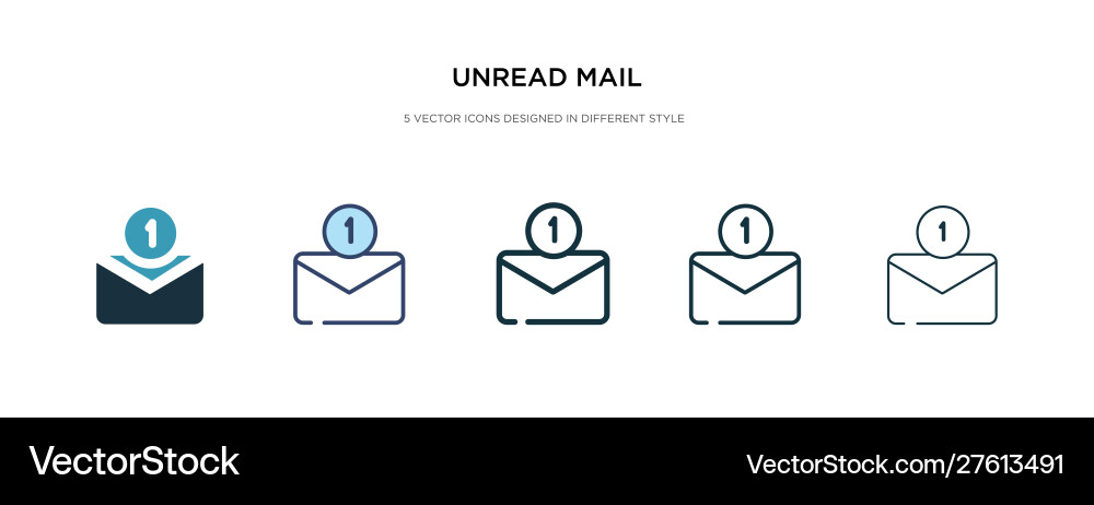 Unread mail icon in different style two colored Unread mail icon in different style two colored vector image