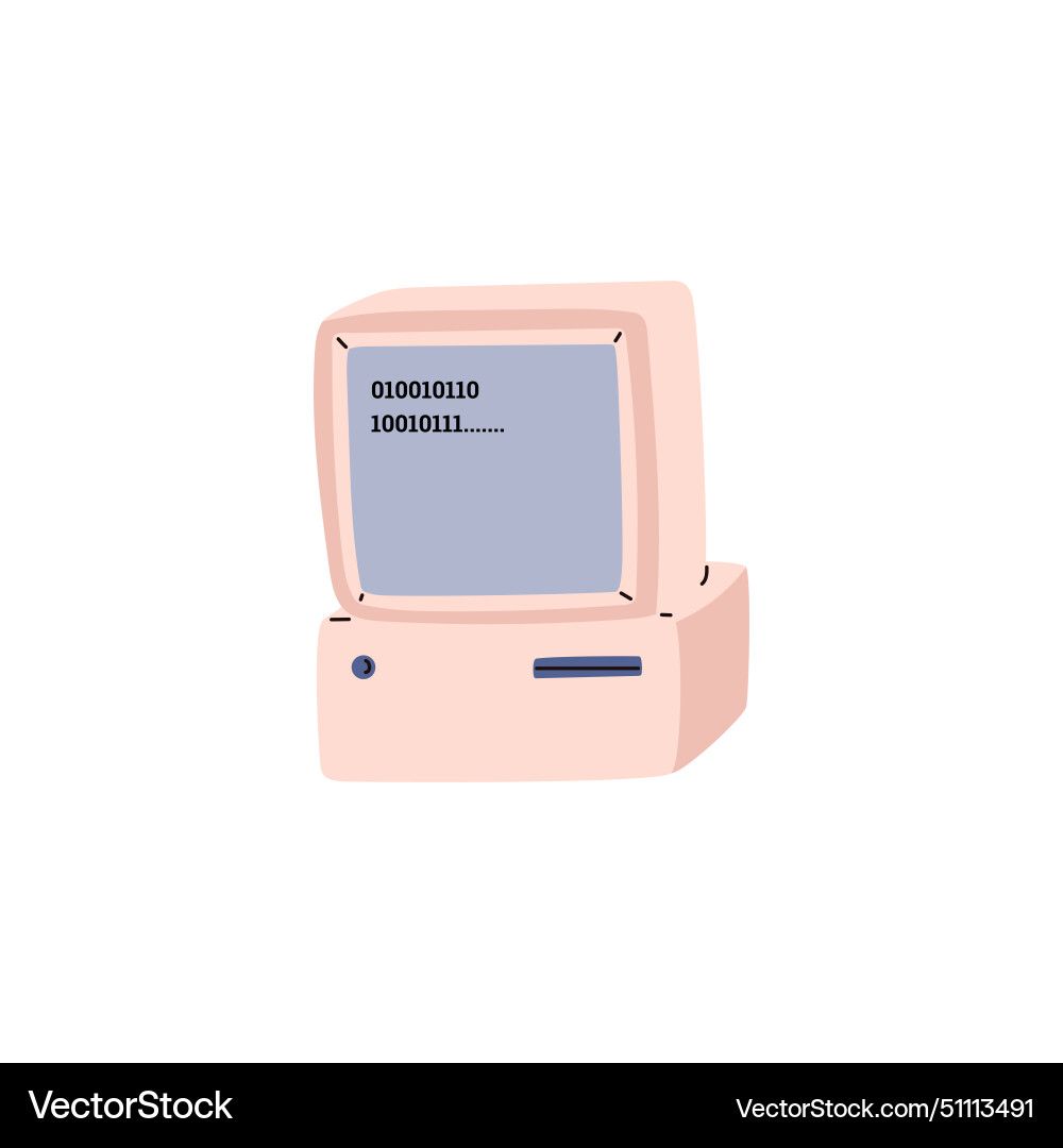 Vintage computer binary code vector image
